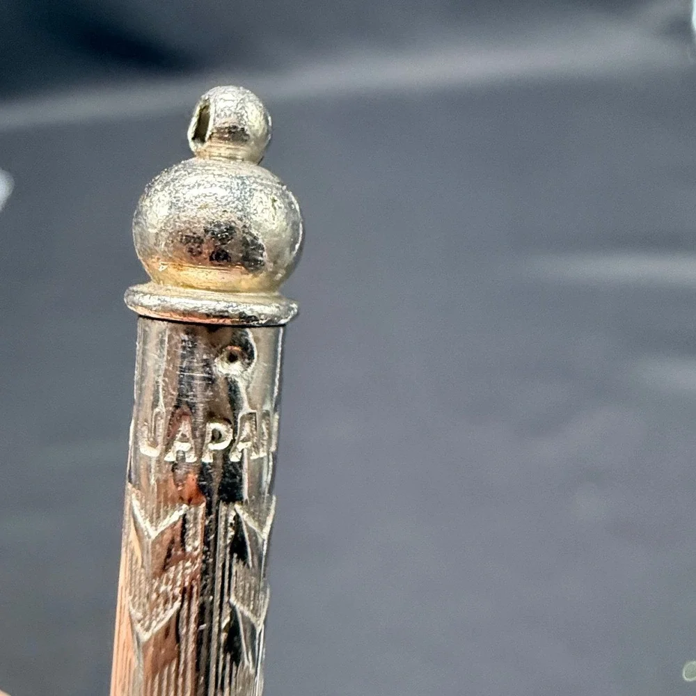 Vintage Japan Silver Tone Engraved Miniature Mechanical Pencil Chatelaine 2.75